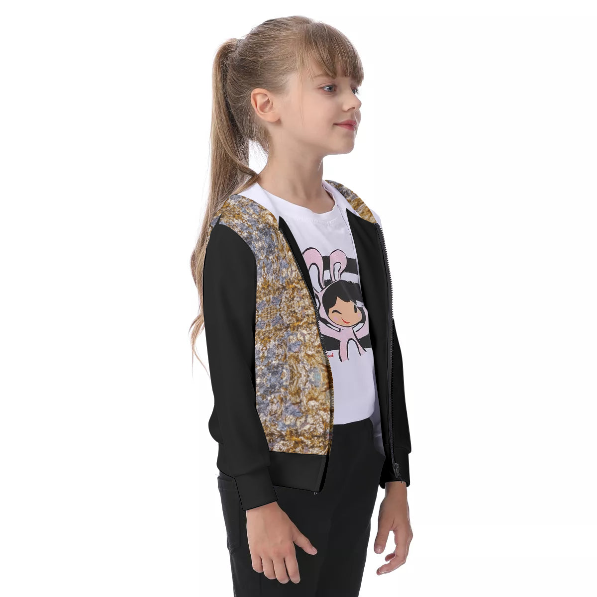 All-Over Print Kid's Zip-up Hoodie With Patch Pocket