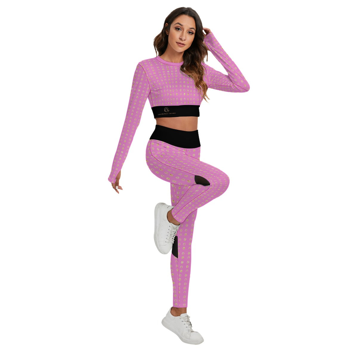 Kim Series Pink Sport Set With Backless Top And Leggings