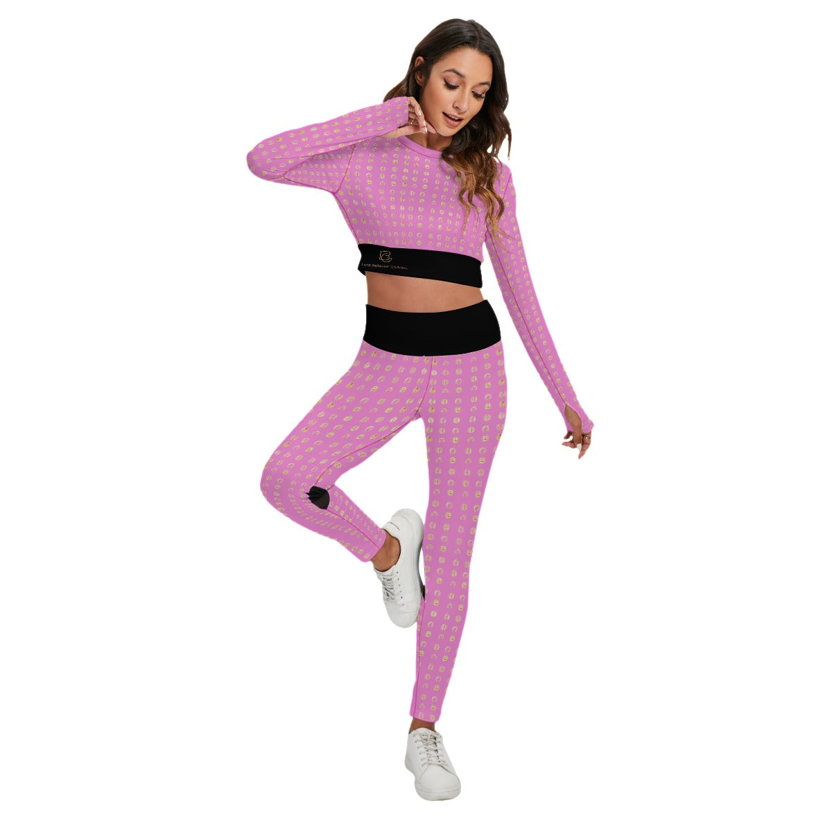 Kim Series Pink Sport Set With Backless Top And Leggings