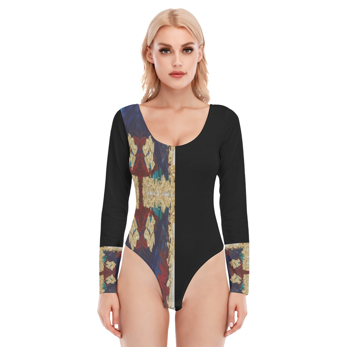 LeeOn` O-neck Long Sleeve Bodysuit